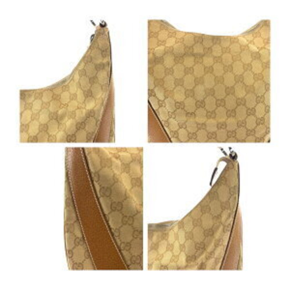 Gucci Tan Camel Tan Canvas Beige Tan Brown Bag Shoulder GG - Picture 6 of 10